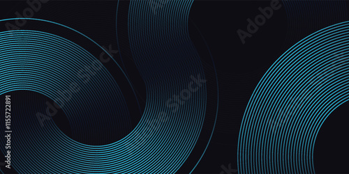 Dark blue abstract background with glowing geometric lines. Modern shiny blue diagonal simple art