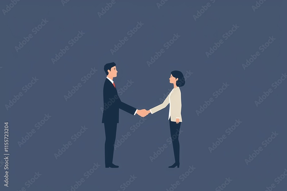 Business Partnership: A Flat Illustration of a Handshake 