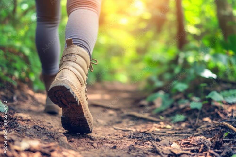 Embracing nature on a forest trail, a woman experiences pure bliss outdoors. Generative AI Embracing nature on a forest trail, a woman experiences pure bliss outdoors. Generative AI