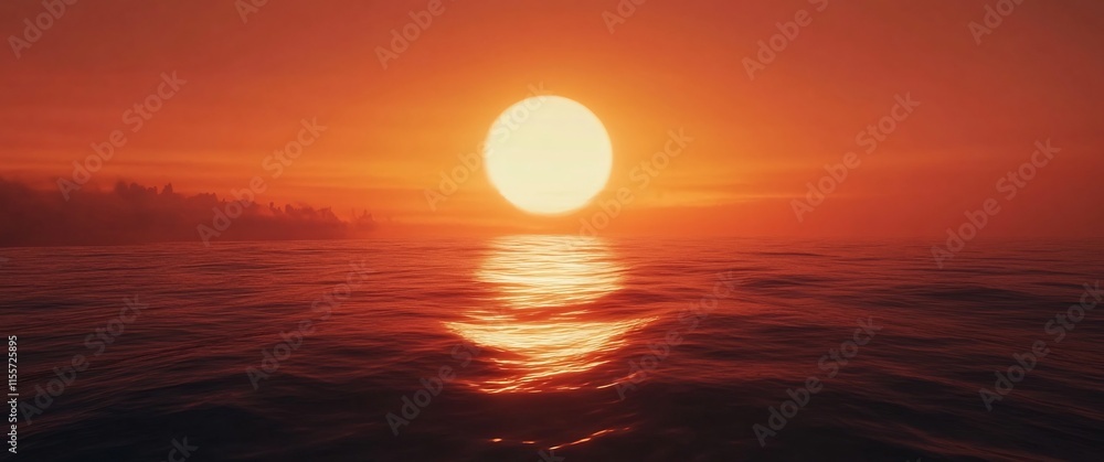 Breathtaking Fiery Sunset Over Serene Ocean Landscape Breathtaking Fiery Sunset Over Serene Ocean Landscape