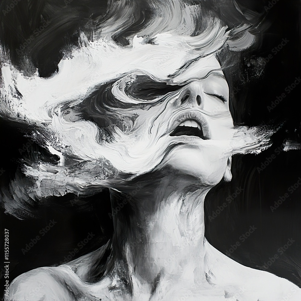 Fototapeta premium Abstract Monochrome Portrait: Expression of Emotion