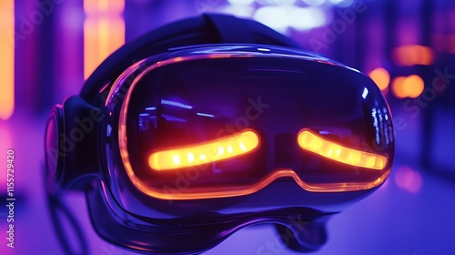 Wallpaper Mural A close-up photo of a VR headset with glowing lights, highlighting the immersive world of virtual reality. Torontodigital.ca