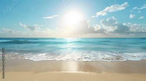 Wallpaper Mural Serene Beach Sunrise with Gentle Waves and Clear Blue Sky Torontodigital.ca