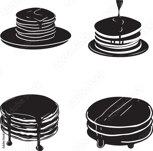 Silhouette of a stack of pancakes with syrup