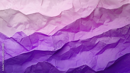 top view on purple color crumpled paper, texture background  
