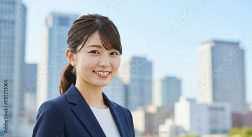 Confident Japanese Businesswoman with Ponytail in Urban Cityscape: Embracing Professionalism and Ambition Free Download Confident Japanese Businesswoman with Ponytail in Urban Cityscape: Embracing Professionalism and Ambition - GFXLoad
