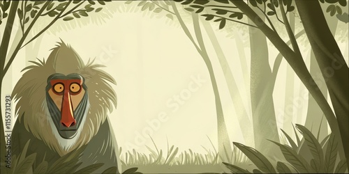 Baboon illustration with intricate artistic details photo