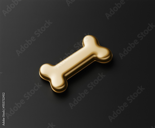 Gold bone shaped dog toy, black background photo