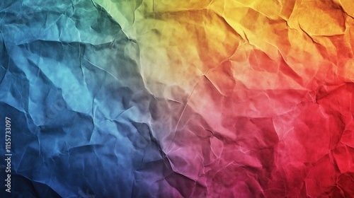top view on colorful rainbow color crumpled paper, texture background  