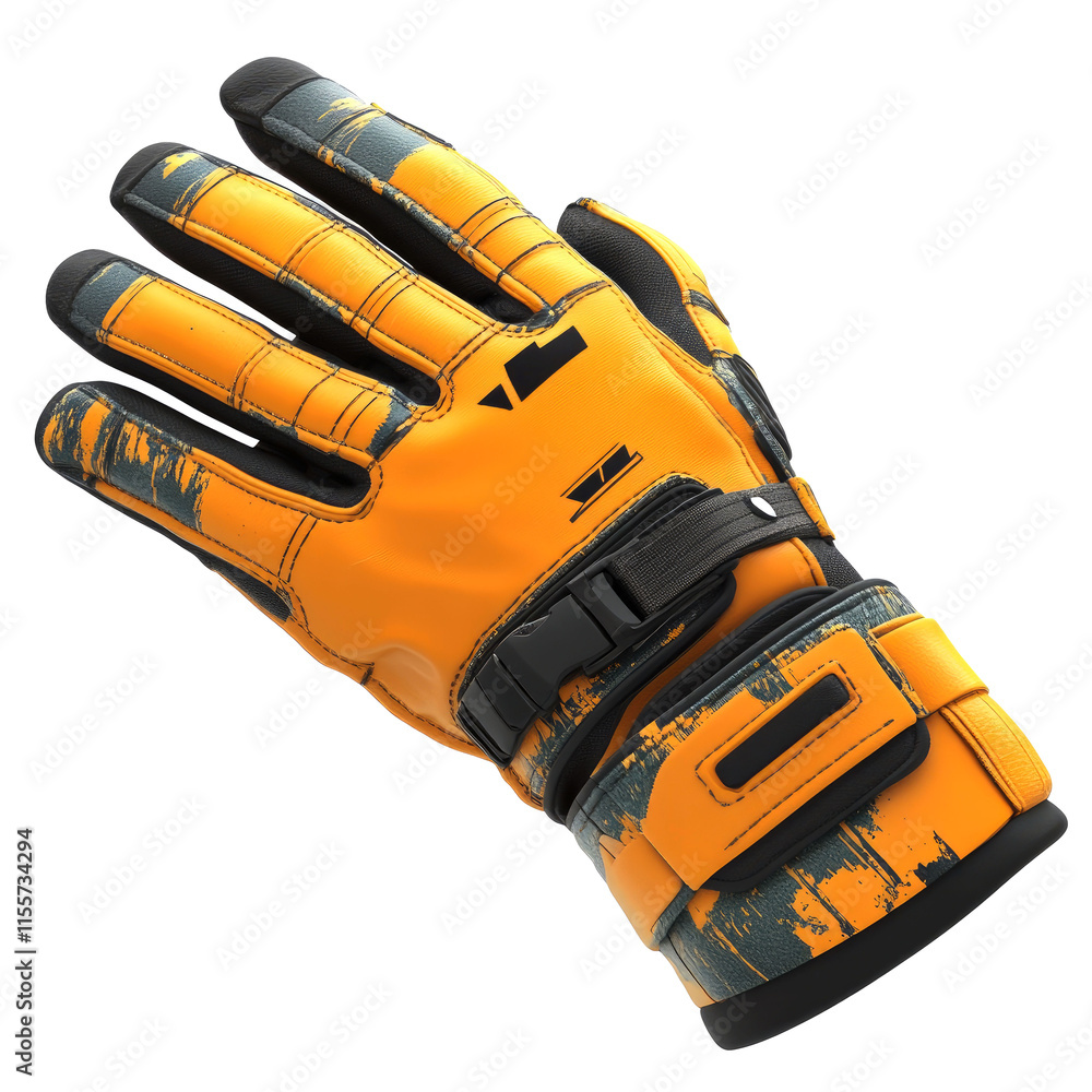 Orange and black protective glove. Orange and black protective glove.