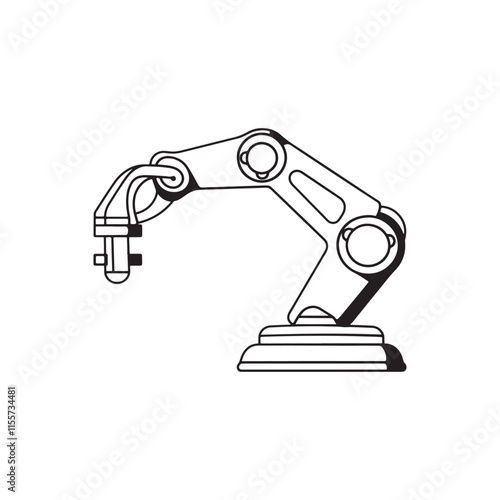 Minimalistic Robot Claw Vector Icon with Blue Accent