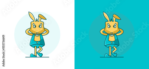 Unique Rabbit Mascot Logo Vector Illustration Cartoon Style.