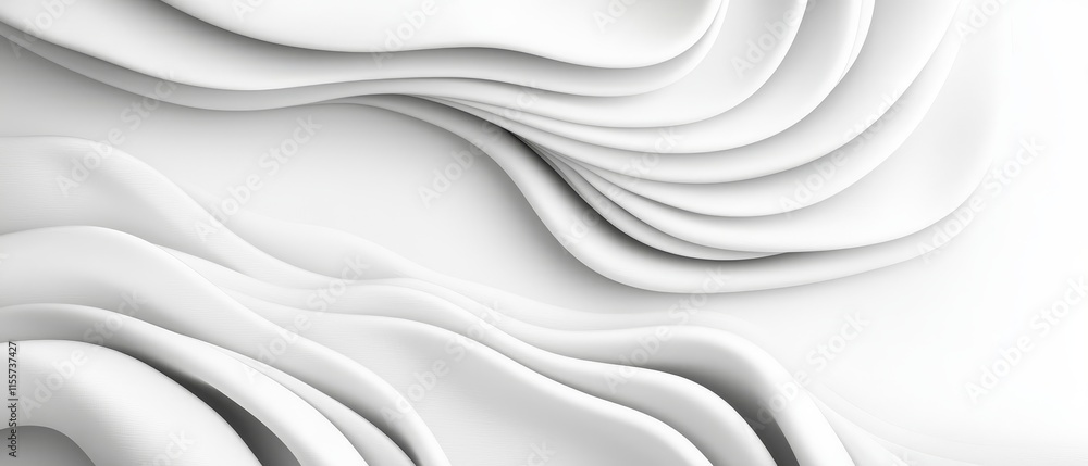 Obraz premium Abstract White Waves Elegant 3D Render Background