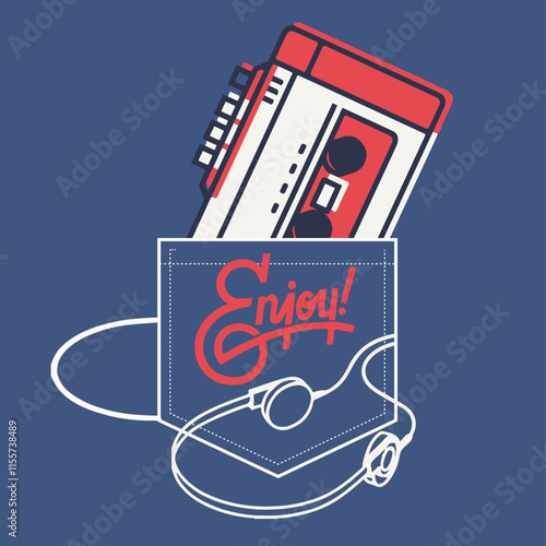 Retro Cassette Music Graphic Illustration Vector Art T-shirt Design