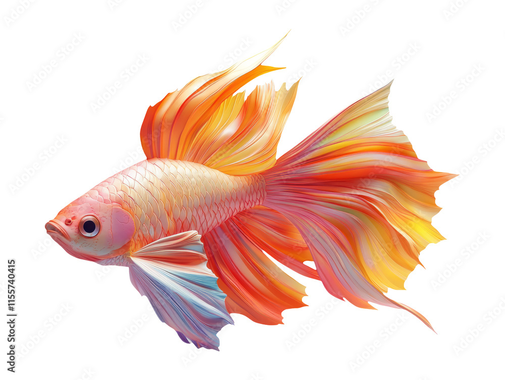 Colorful Fish with Long Fins in a Vibrant 3D Setting Colorful Fish with Long Fins in a Vibrant 3D Setting