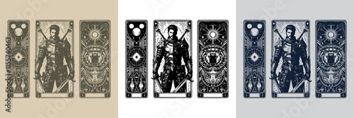 modern soldier man playing card tattoo design with energy