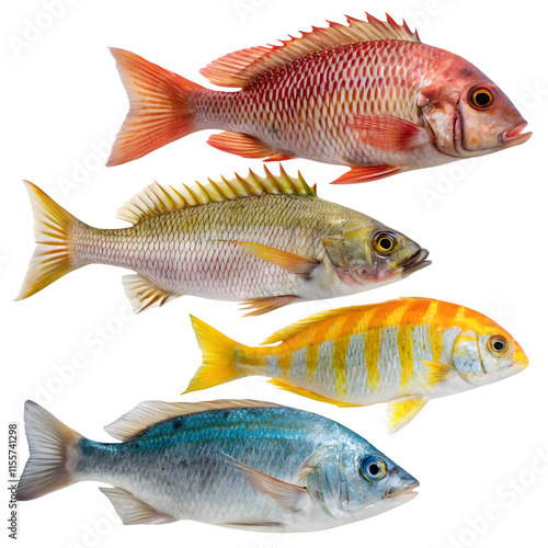 Group of fishes isolated on white background