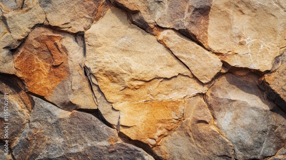 Textured natural stone wall with orange and gray hues suitable for background or design use in various projects. Textured natural stone wall with orange and gray hues suitable for background or design use in various projects.