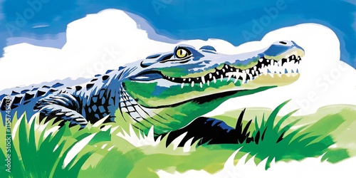 Artistic illustration of a crocodile photo