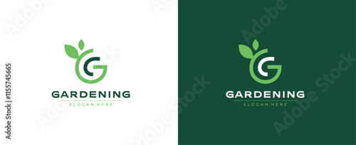 Green garden logo, Letter G with Green leaf logo, letter g for garden, gardening, agriculture vector logo design