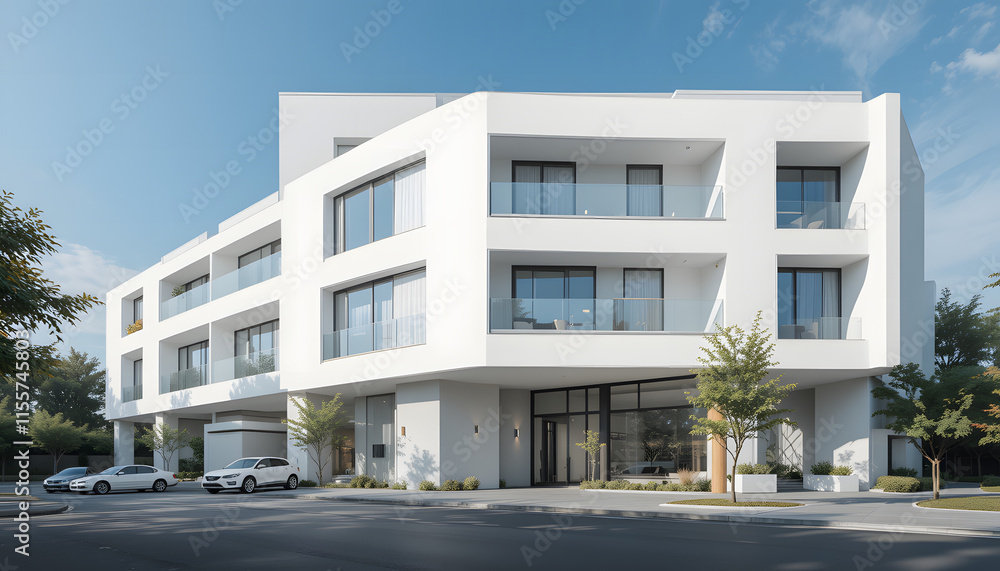 Contemporary white building with modern architecture Contemporary white building with modern architecture