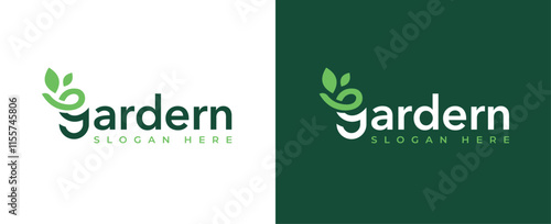 Green garden logo, Green plant logo, garden, gardening, agriculture, farm vector minimalist logo design