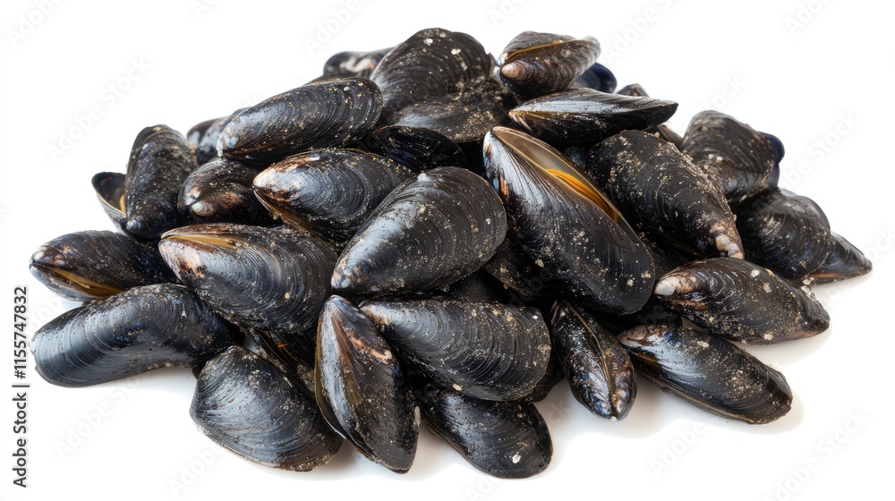 Freshly cooked green mussels piled on a white background showcasing their natural color and texture ideal for culinary presentations. Freshly cooked green mussels piled on a white background showcasing their natural color and texture ideal for culinary presentations.