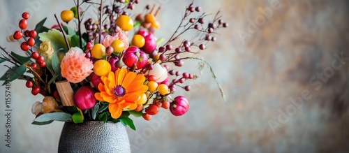 Wallpaper Mural Vibrant floral arrangement in a textured vase adding a touch of color and warmth to modern interior decor for a cozy atmosphere Torontodigital.ca