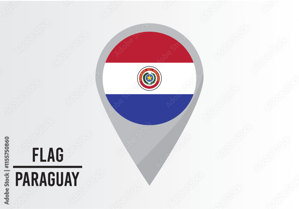 Paraguay Flag on Location Pin. vector illustration Paraguay Flag on Location Pin. vector illustration