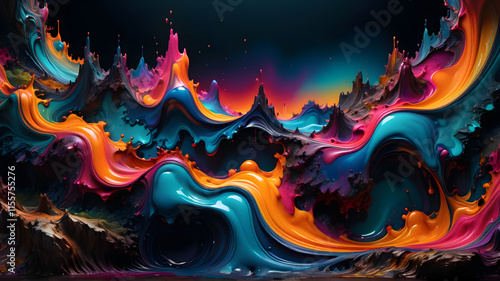  Abstract Liquid Colors from the dark, ultra hd, realistic, vivid colors, highly detailed, UHD drawing, pen and ink, perfect composition, beautiful detailed intricate insanely detailed octane render  photo