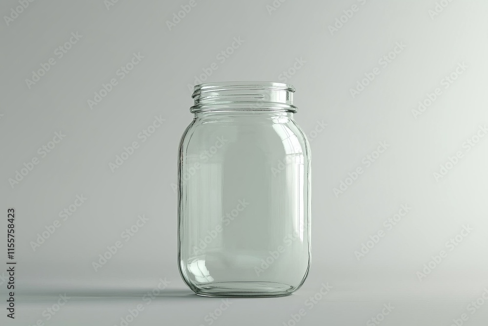 A clear glass jar stands alone against a light backdrop, showcasing its transparent design and simple elegance. A clear glass jar stands alone against a light backdrop, showcasing its transparent design and simple elegance.