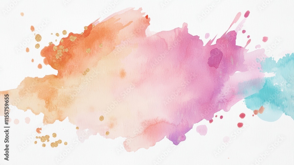 A vibrant watercolor splash featuring swirling hues of coral, magenta, and tangerine with golden accents and dynamic ink splatters, creating an energetic and fiery composition that stands out A vibrant watercolor splash featuring swirling hues of coral, magenta, and tangerine with golden accents and dynamic ink splatters, creating an energetic and fiery composition that stands out