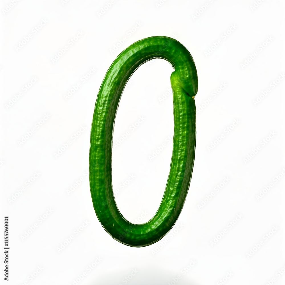 Letter O made of green cucumber Letter O made of green cucumber