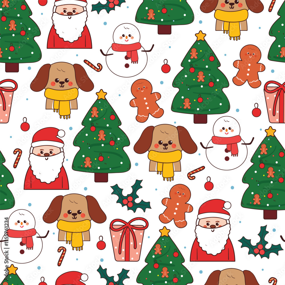 seamless pattern cartoon christmas and winter stuff and accessories. cute christmas and winter wallpaper for fabric print, gift wrap paper seamless pattern cartoon christmas and winter stuff and accessories. cute christmas and winter wallpaper for fabric print, gift wrap paper