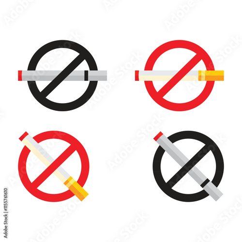 a vector illustration of an Stop smoking no smoking prohibition sign symbol icon 