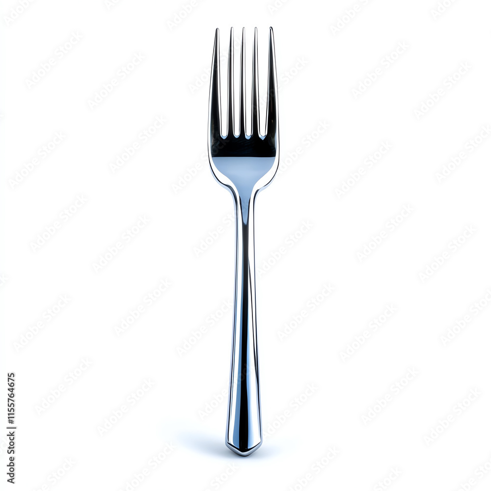 A shiny metal fork with four prongs, isolated on a white background, perfect for culinary and dining concepts. A shiny metal fork with four prongs, isolated on a white background, perfect for culinary and dining concepts.