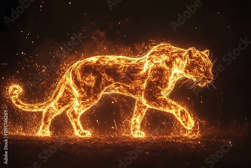 Fiery Big Cat Digital Art6 photo