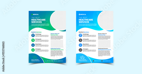 A professional and clean healthcare flyer suitable for all medical-related businesses. this multipurpose flyer can be used to create traditional print advertising for doctor, clinic, hospital, pharmac