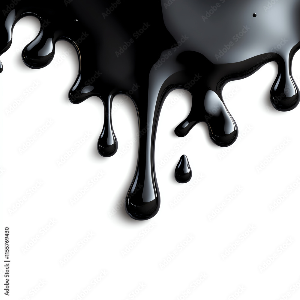 Liquid black paint dripping on white isolated background, perfect for creative designs and artsy projects. Liquid black paint dripping on white isolated background, perfect for creative designs and artsy projects.
