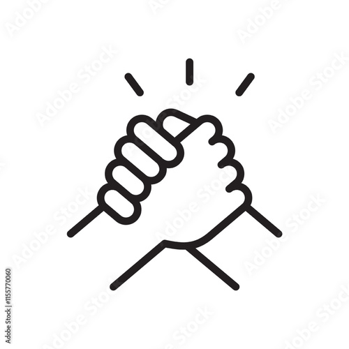 Two hands clasped together tightly, illustration vector