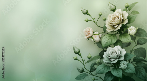 Romantic Watercolor Vintage Card with Hydrangeas and Butterflies
