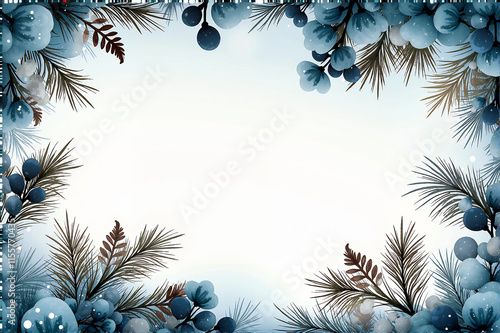 Winter Holiday White Background with Christmas Decorations