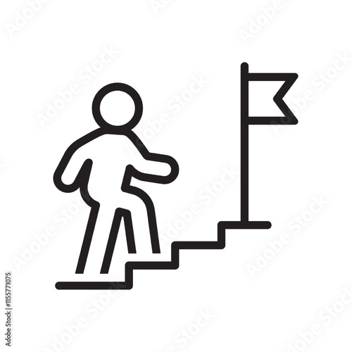 A person is walking up the stairs to the flag, illustration vector