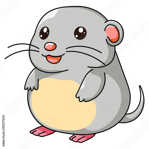 Cute Mouse Cartoon Kawaii Sticker. Character Vector Illustration