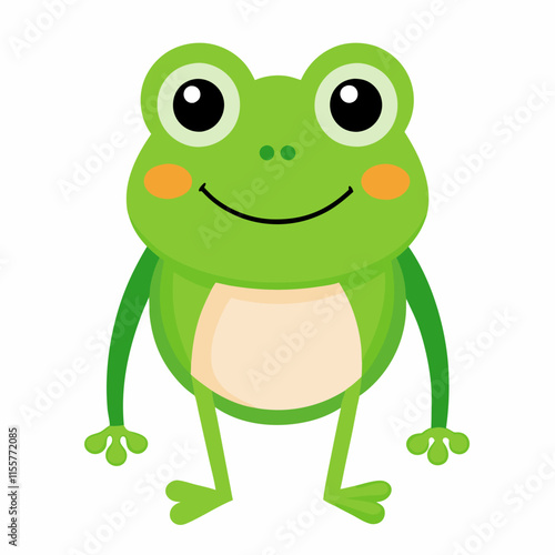 green frog on white