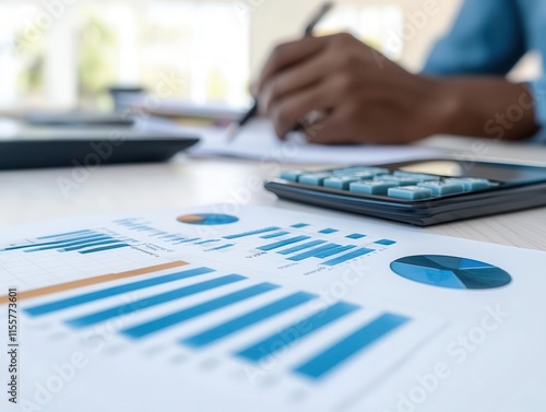 A business meeting with cash flow reports and revenue graphs on the table, symbolizing collaborative financial management photo