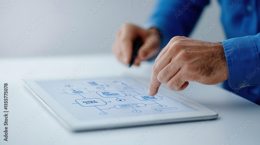 A business professional pointing to a cash flow diagram on a whiteboard, discussing revenue management strategies A business professional pointing to a cash flow diagram on a whiteboard, discussing revenue management strategies