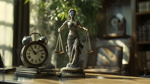 Lady Justice, Time and Law: A Symbolic Still Life photo