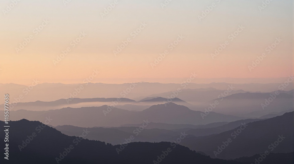 Misty mountain sunrise landscape for adventure posters, serene website backgrounds, and nature-inspired wall art Misty mountain sunrise landscape for adventure posters, serene website backgrounds, and nature-inspired wall art
