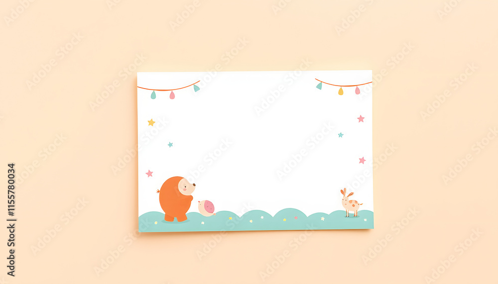 Nursery card 5x7 mockup on beige background, vibrant. isolated with white shades Nursery card 5x7 mockup on beige background, vibrant. isolated with white shades